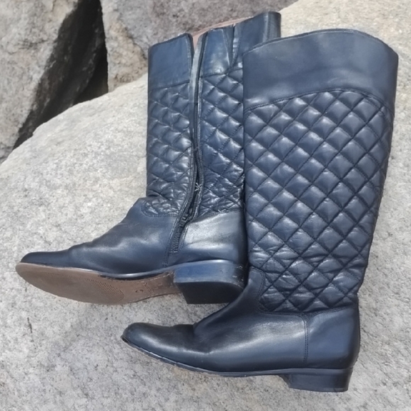 Corso Como Shoes - Corso Como Quilted Over the Knee Boots - Dark Blue